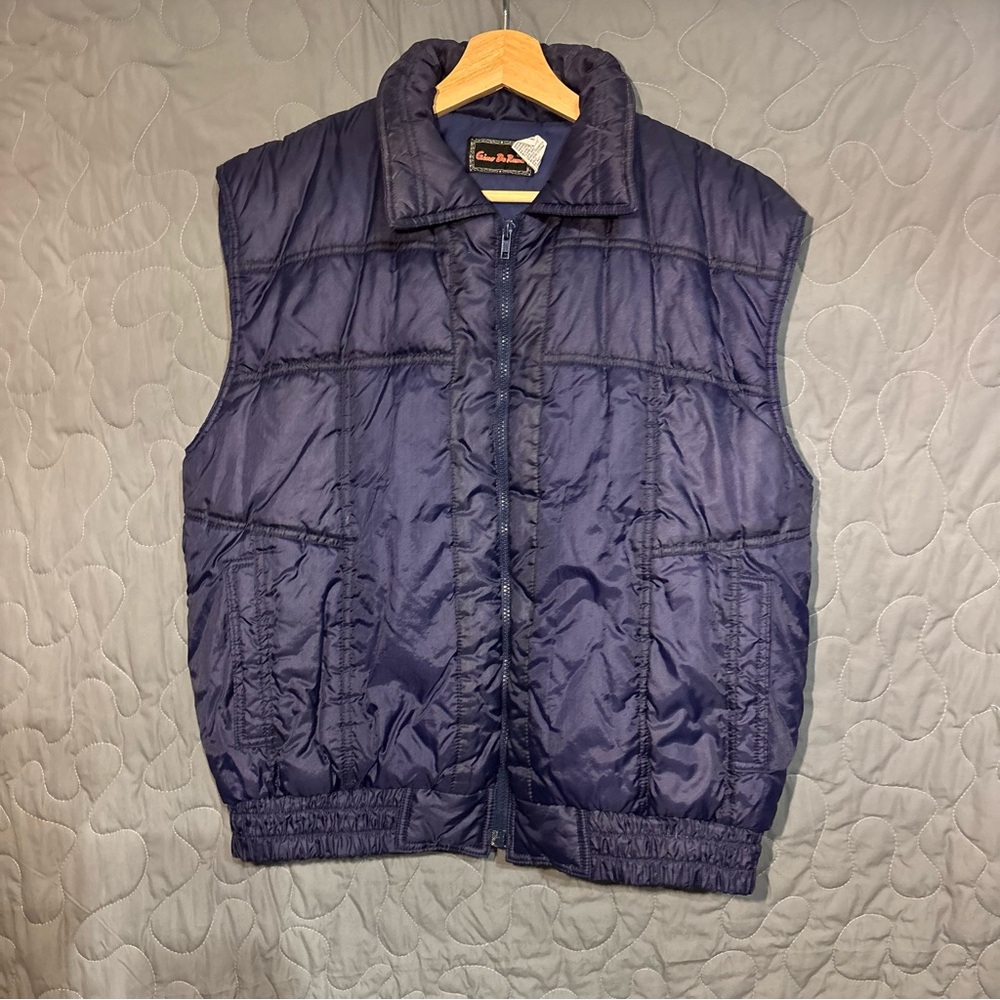 Vintage Gino De Romano Navy Puffer Vest Full Zip